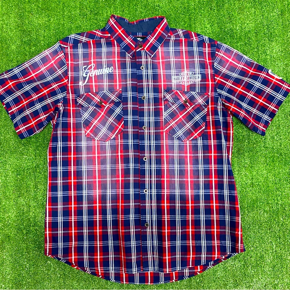 Harley-Davidson Short Sleeve Plaid Button Up Size: XL